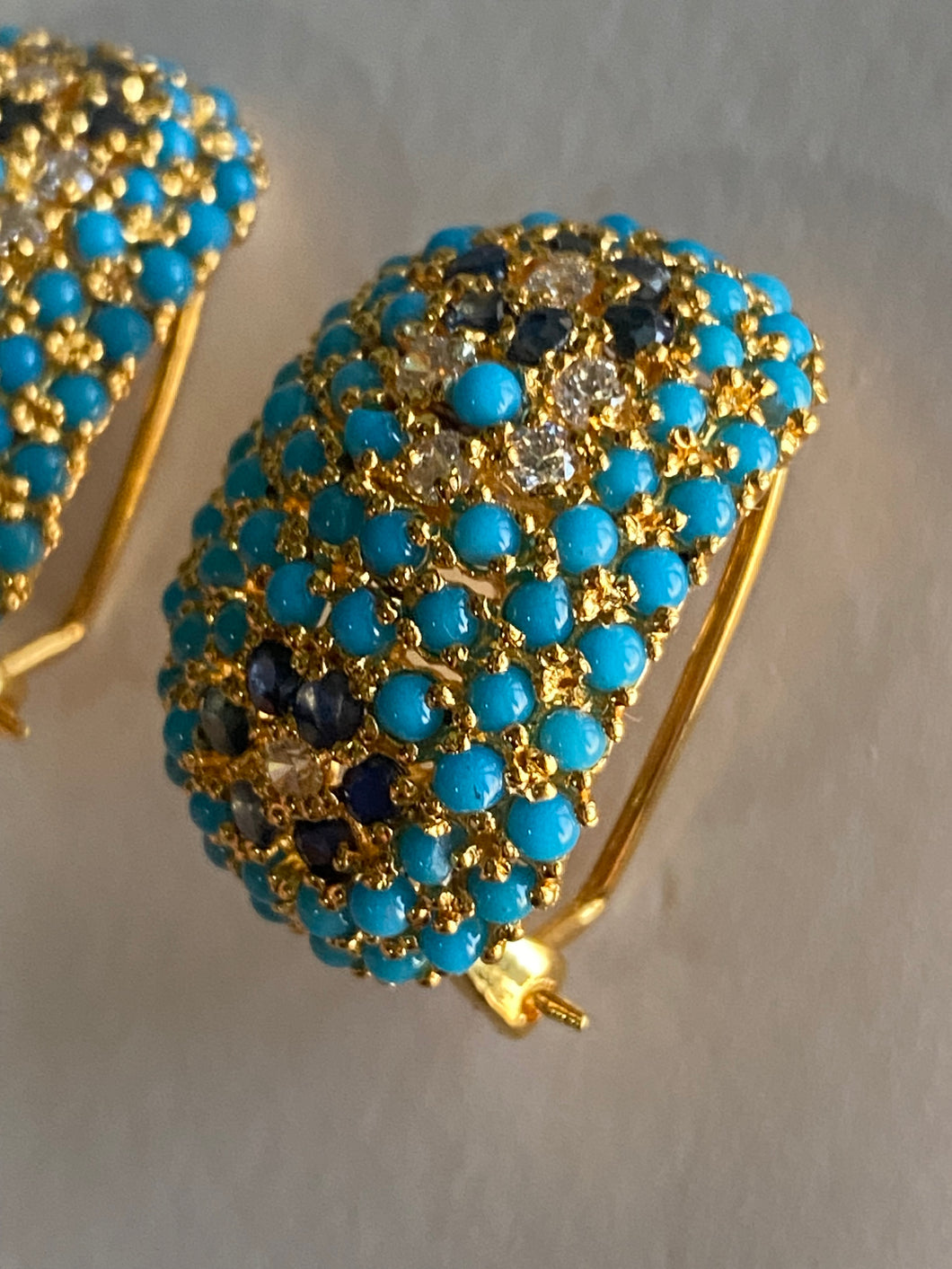 Turquoise sapphire earrings.