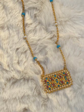 Load image into Gallery viewer, Square necklace with mixed stones, قلادة مربعة من الأحجار المختلطة.
