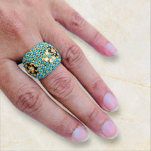 Load image into Gallery viewer, Turquoise sapphire ring. Size 7 - 7.5 خاتم من الياقوت الفيروزي مقاس ٧ - ٧٠٥
