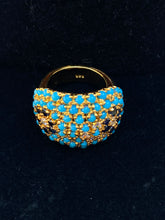 Load image into Gallery viewer, Turquoise sapphire ring. Size 7 - 7.5 خاتم من الياقوت الفيروزي مقاس ٧ - ٧٠٥
